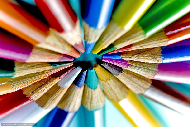 Colored Pencils Arranged in Circle — Blue, Vibrant
