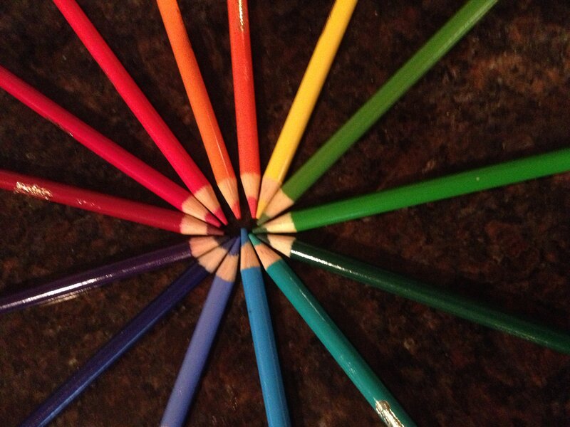 Colored Pencils Arranged in Circle — Red, Calm