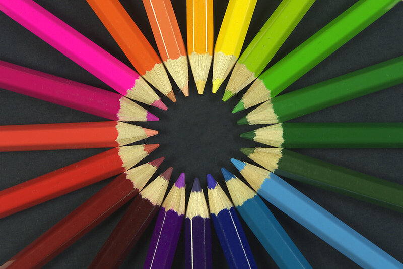 Colored Pencils Arranged in Circle — Red, Colorful