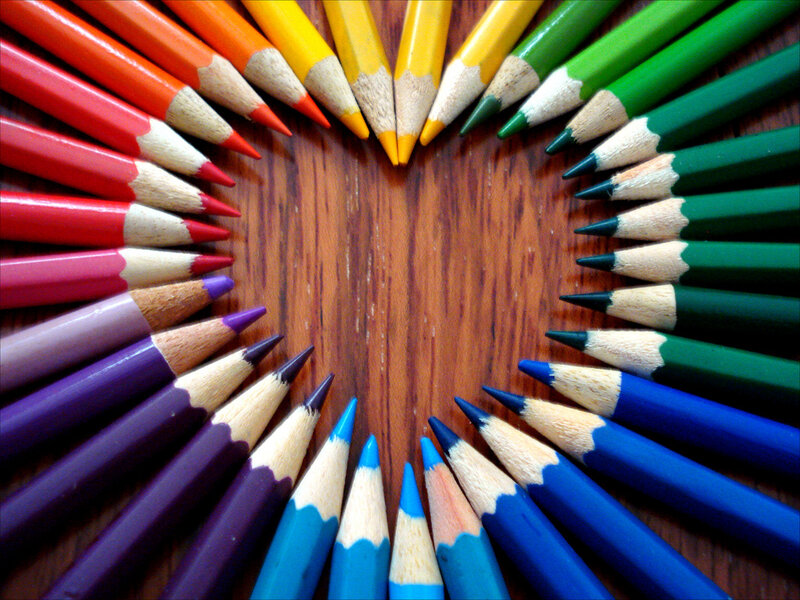 Colored Pencils Arranged in Circle — Red
