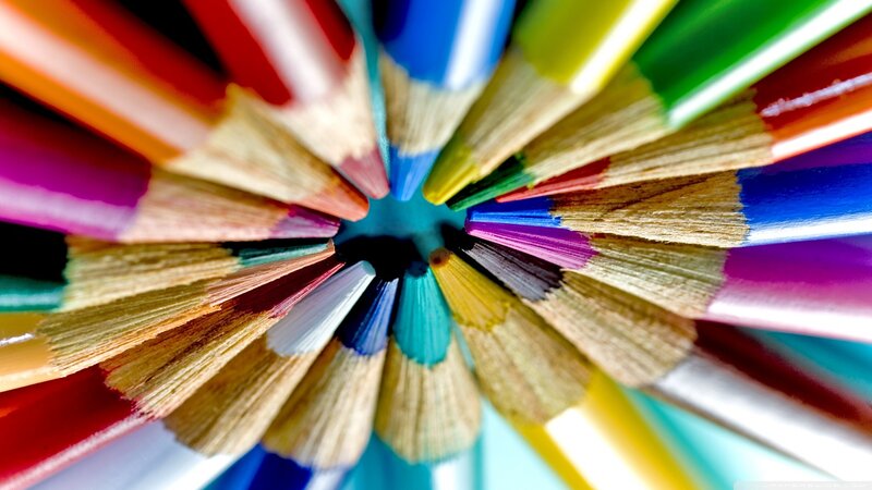 Colored Pencils Arranged in Circle — Red, Vibrant