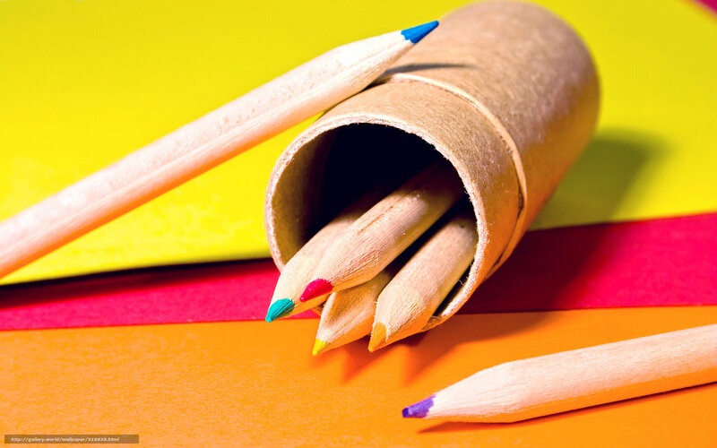 Colored pencils in a cardboard tube