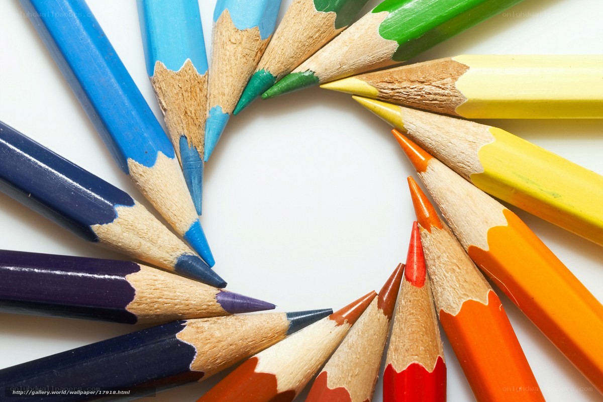 colored pencils in a circle