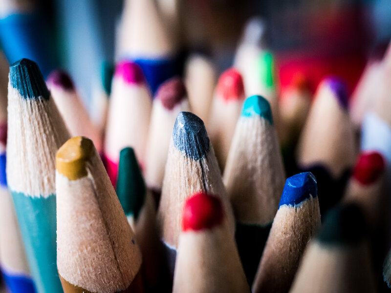 Colored Pencils in a Container — Blue