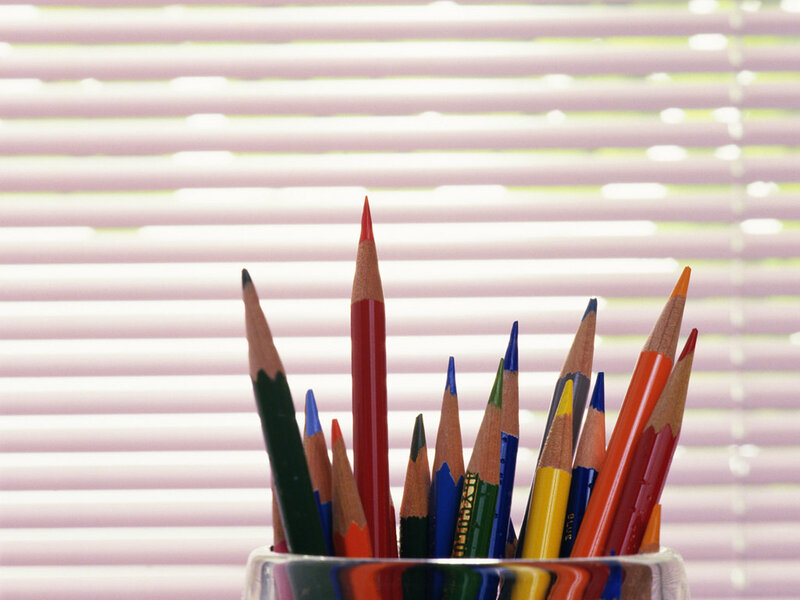 Colored pencils in a cup