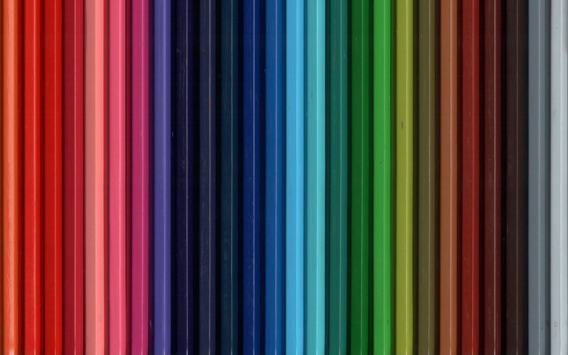 Colored Pencils in a Row — Red, Neutral, Photograph