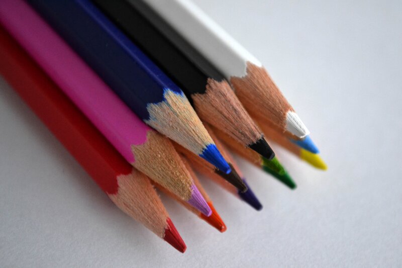Colored Pencils in a Row — Red, Neutral