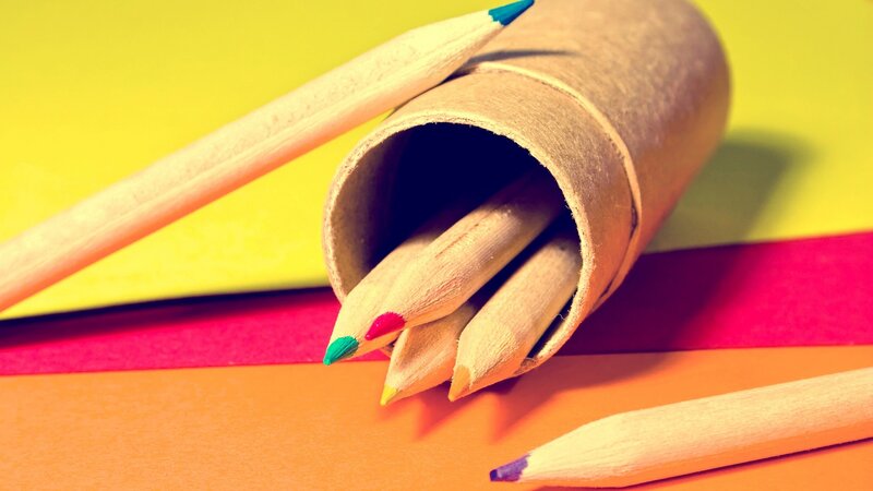Colored pencils in a tube