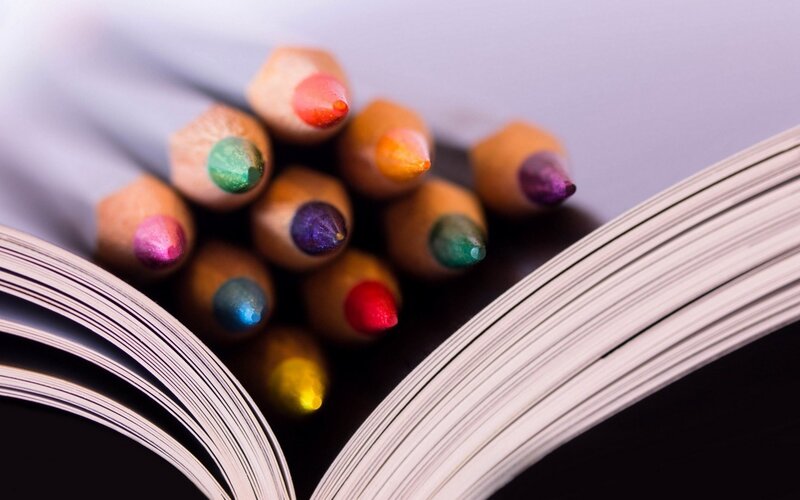 Colored Pencils in Book