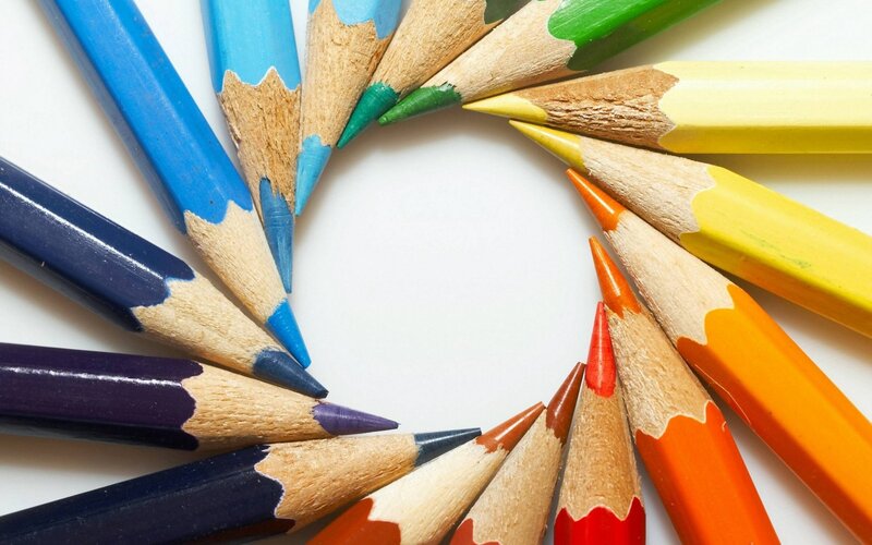 Colored Pencils in Circle