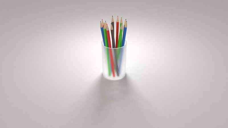 Colored Pencils in Cup — White, Neutral, 3d Render, Gray