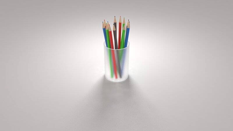 Colored Pencils in Cup — White, Neutral, 3d Render