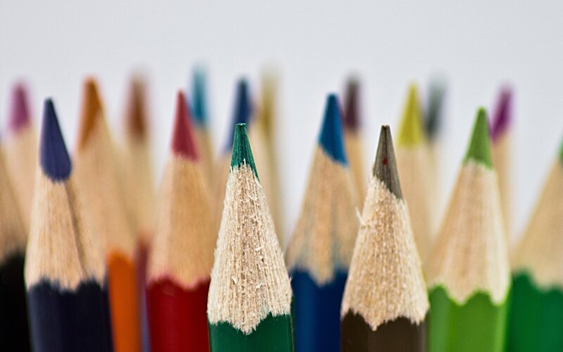 Colored Pencils in Focus — Green, Neutral