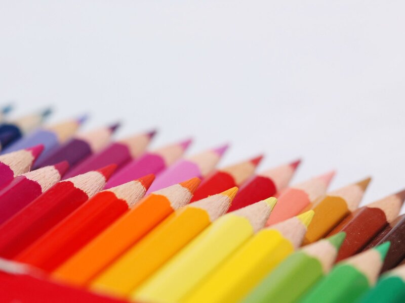 Colored Pencils in Rainbow — Red, Calm, Photograph