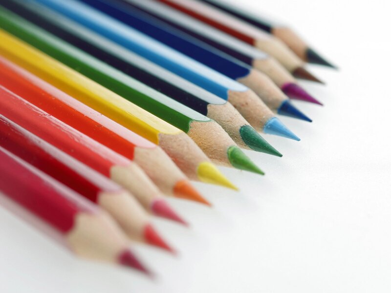 Colored Pencils in Rainbow — Red, Neutral, Photograph