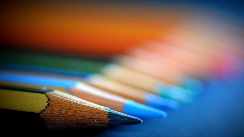 Colored Pencils in Row — Blue, Calm