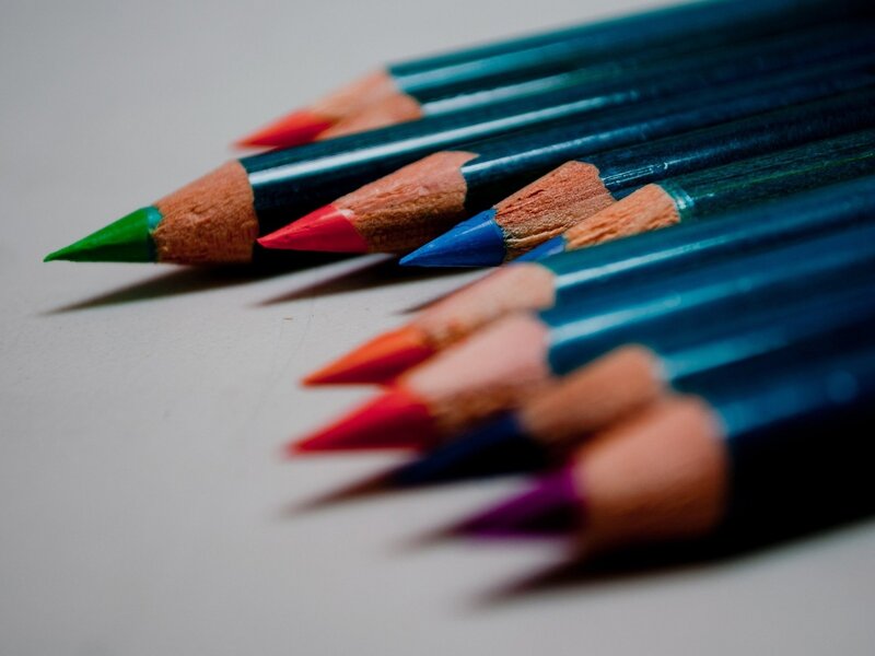 Colored Pencils in Row — Blue, Neutral