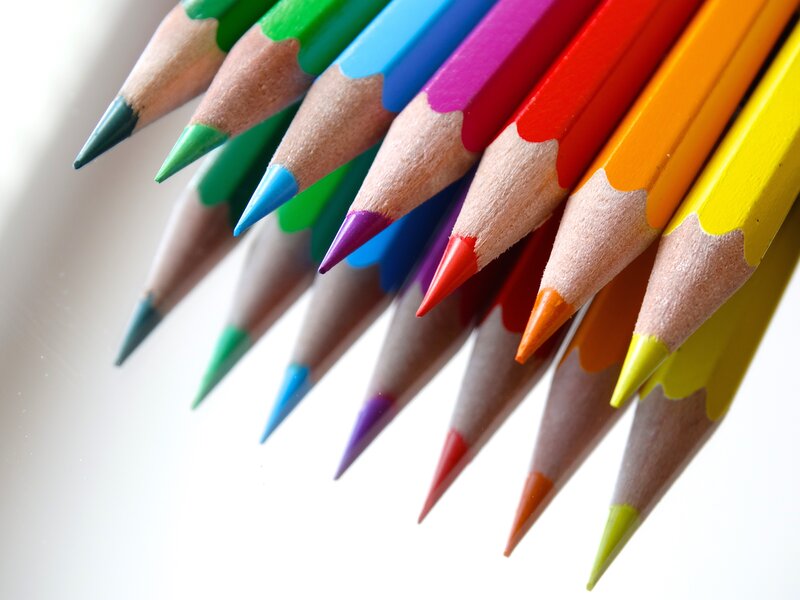 Colored Pencils in Row — Green, Colorful