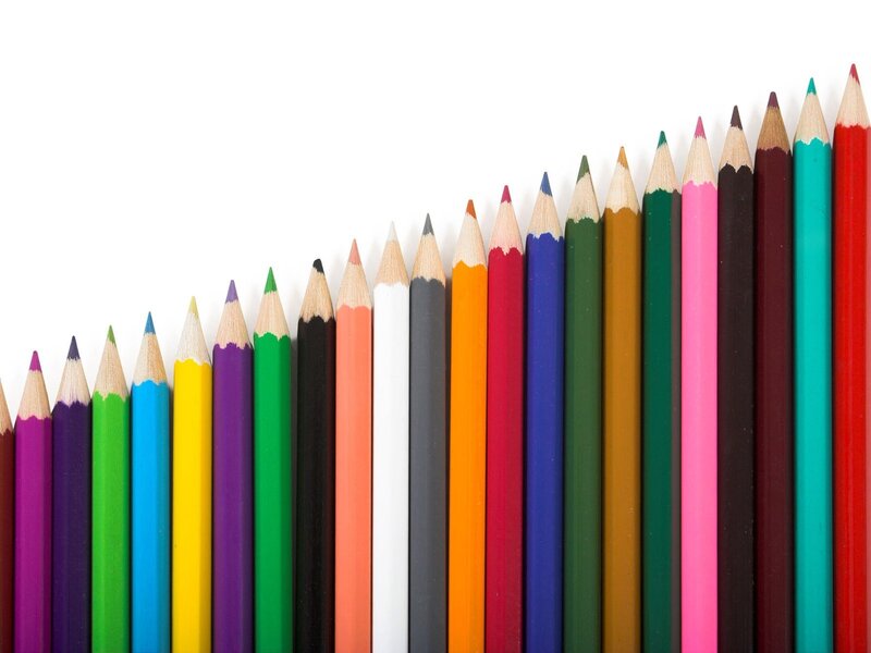 Colored Pencils in Row — Multicolor, Neutral, Photograph