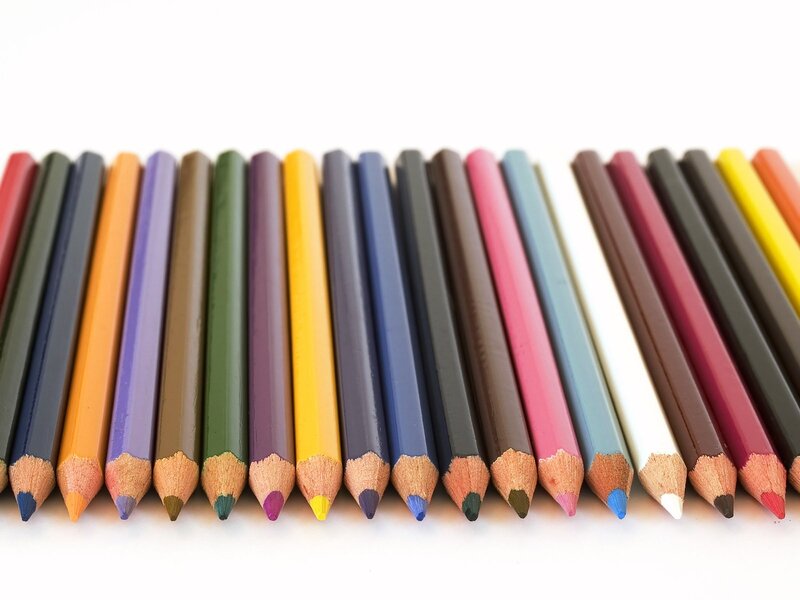 Colored Pencils in Row — Multicolor, Neutral