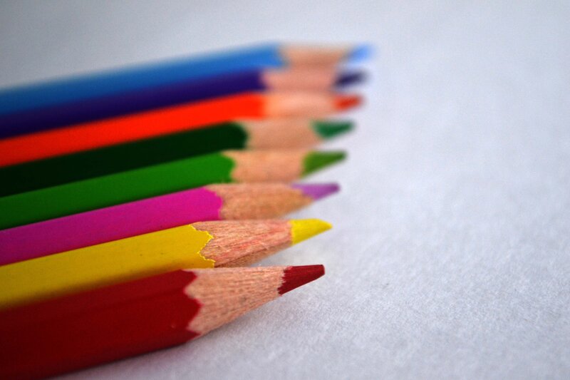 Colored Pencils in Row — Red, Calm