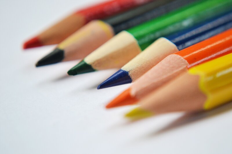 Colored Pencils in Row — Red, Neutral, Photograph