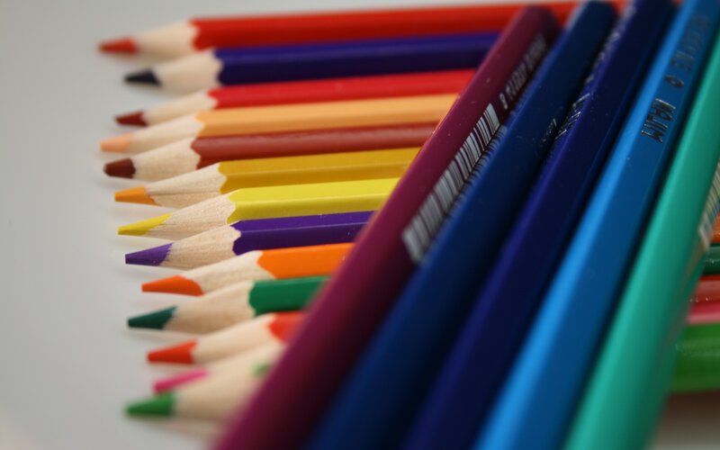 Colored Pencils in Row — Red, Neutral