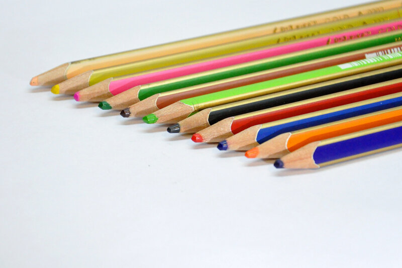 Colored Pencils in Row — White