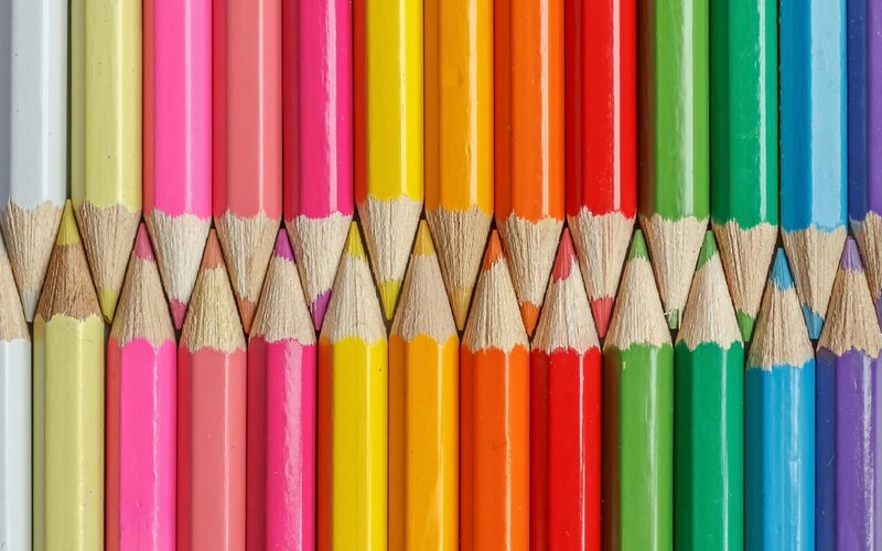 Colored Pencils in Rows — Red