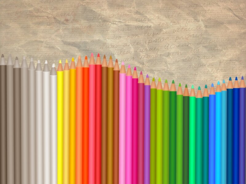 Colored Pencils in Rows