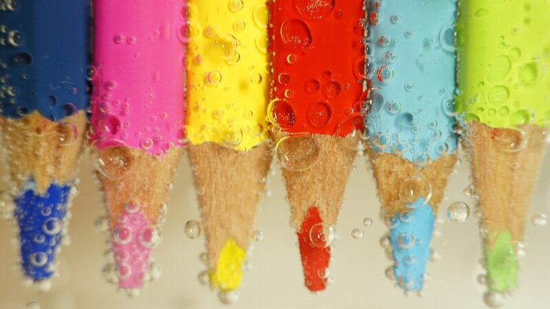 Colored Pencils in Water — Blue, Calm