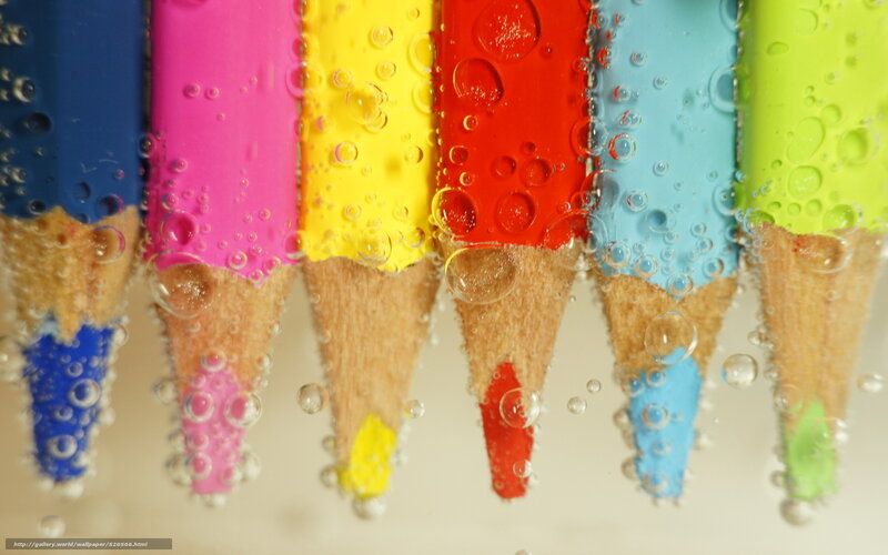 Colored Pencils in Water — Blue, Playful