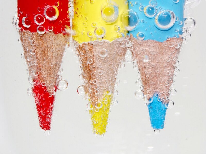 Colored Pencils in Water — Red