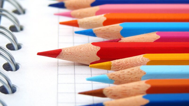 Colored Pencils on Notebook — Red