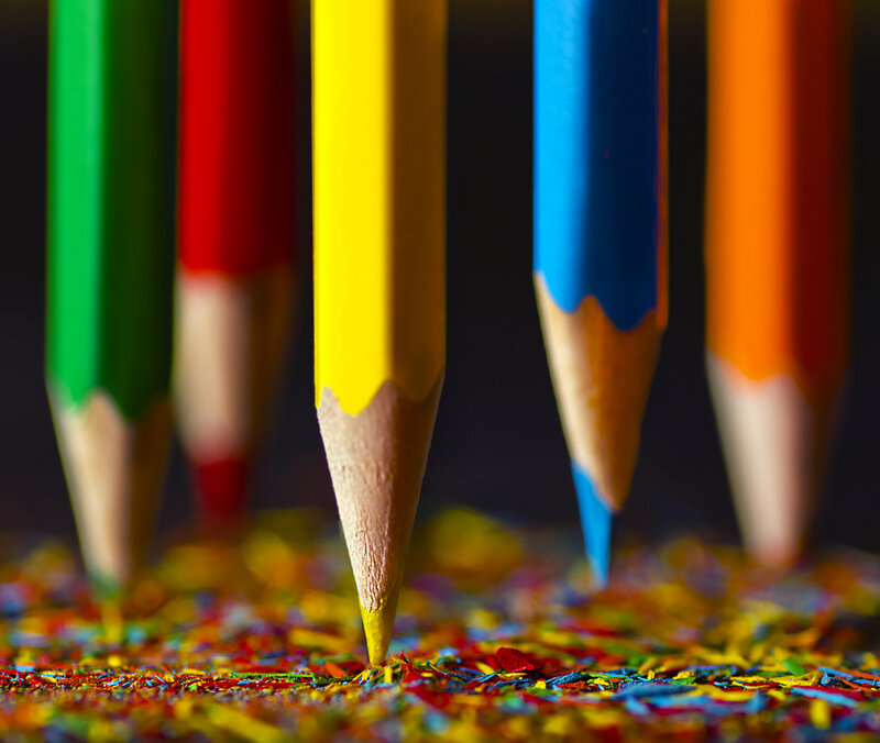 Colored Pencils on Shavings