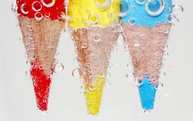 Colored Pencils Underwater — Red