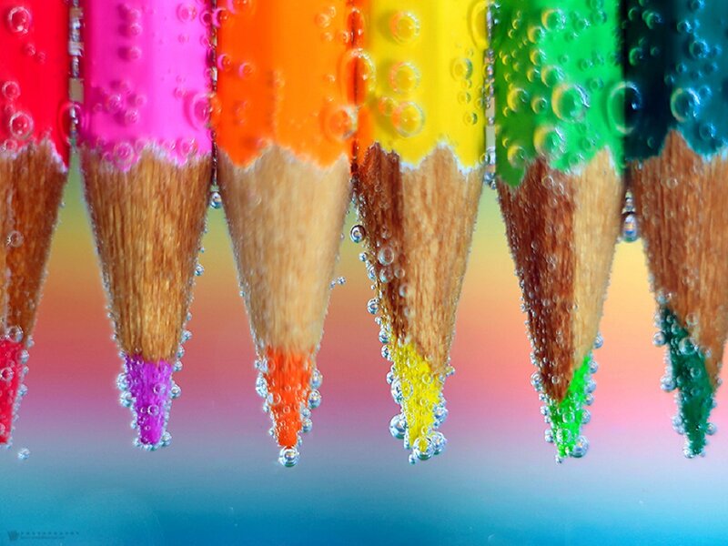 Colored Pencils Underwater — Red, Vibrant