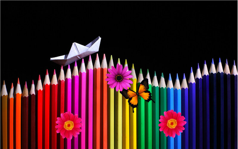 Colored Pencils with Origami