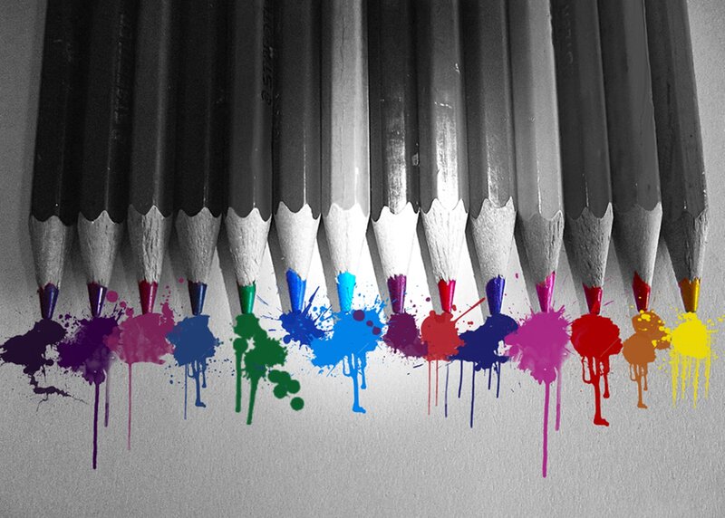 Colored Pencils with Paint