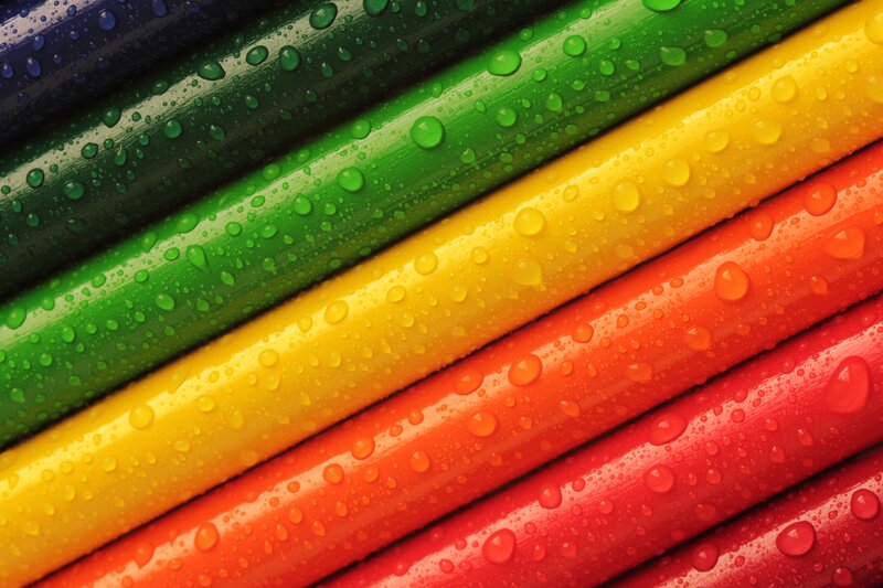 Colored Pencils with Water Droplets