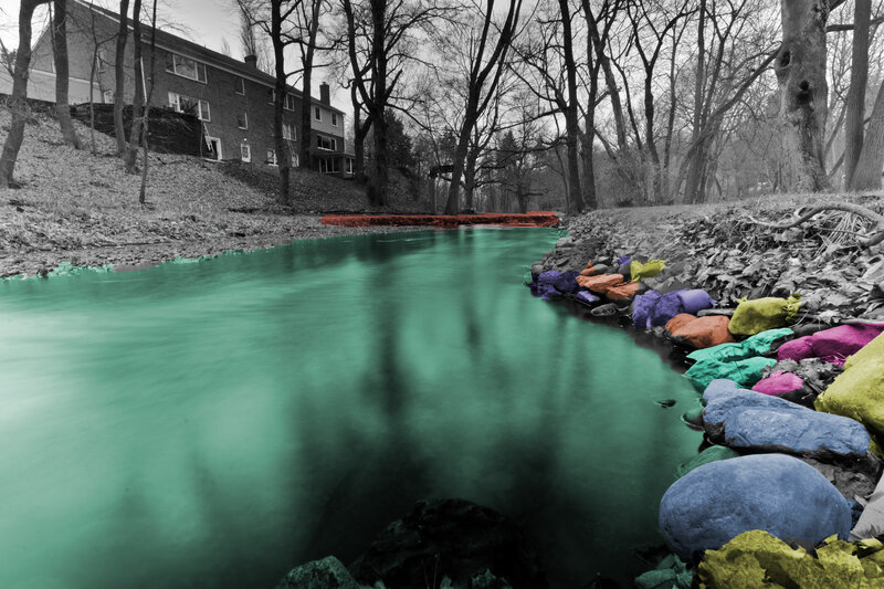 Colored Rocks in Stream
