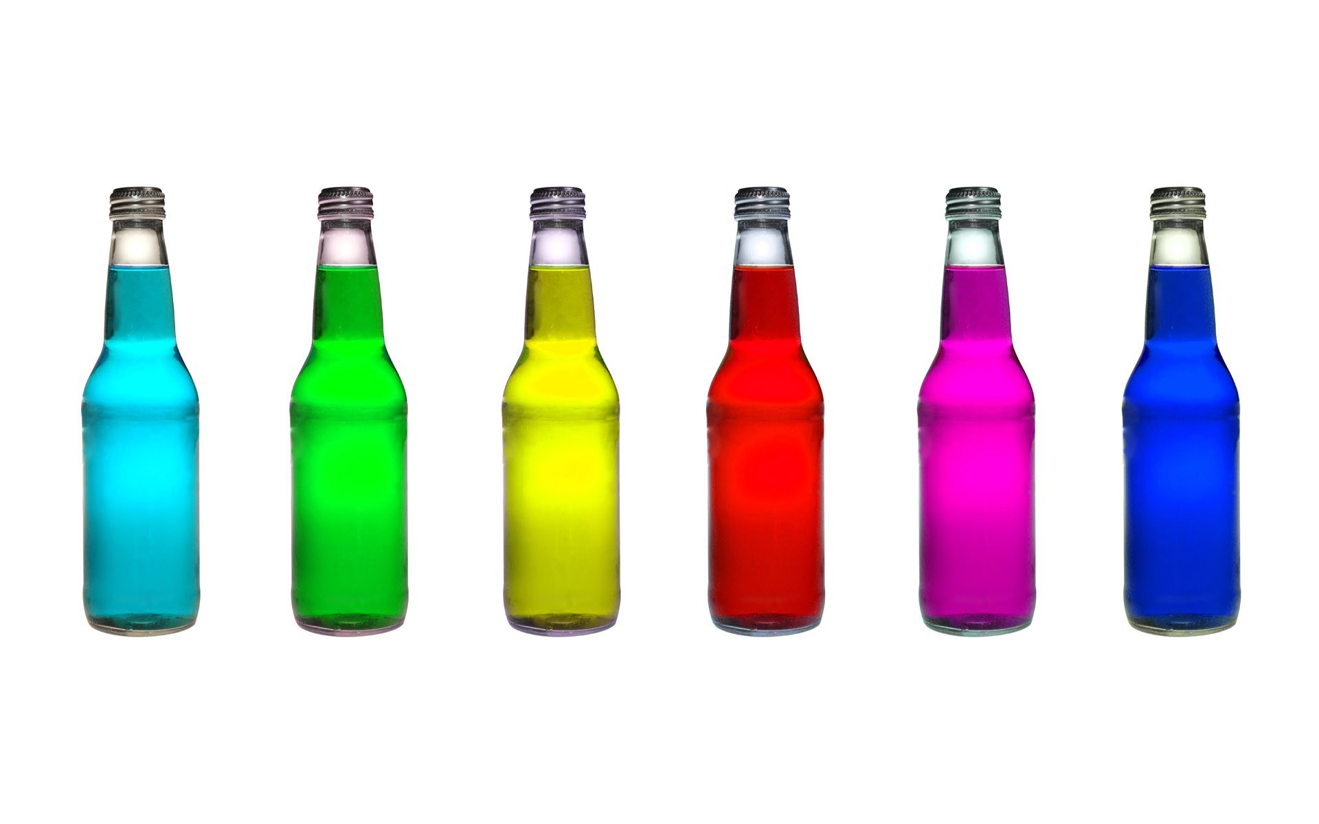 colored soda bottles