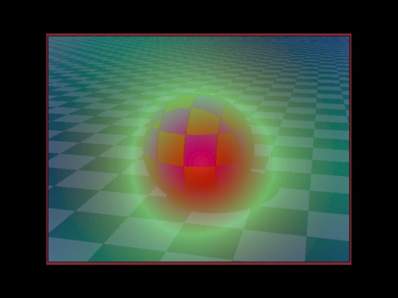 Colored Sphere on Checkered Floor