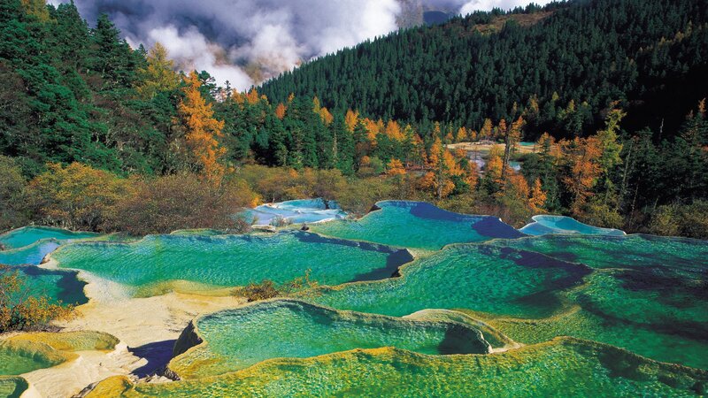 Colored Terraced Pools — Green