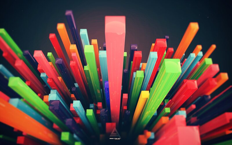 Colorful 3d Bars — Red, Vibrant, Digital Art