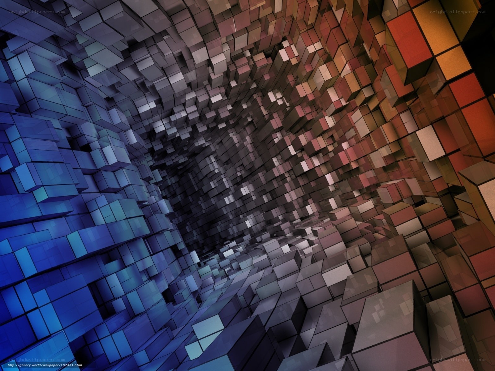 Colorful 3D cube tunnel