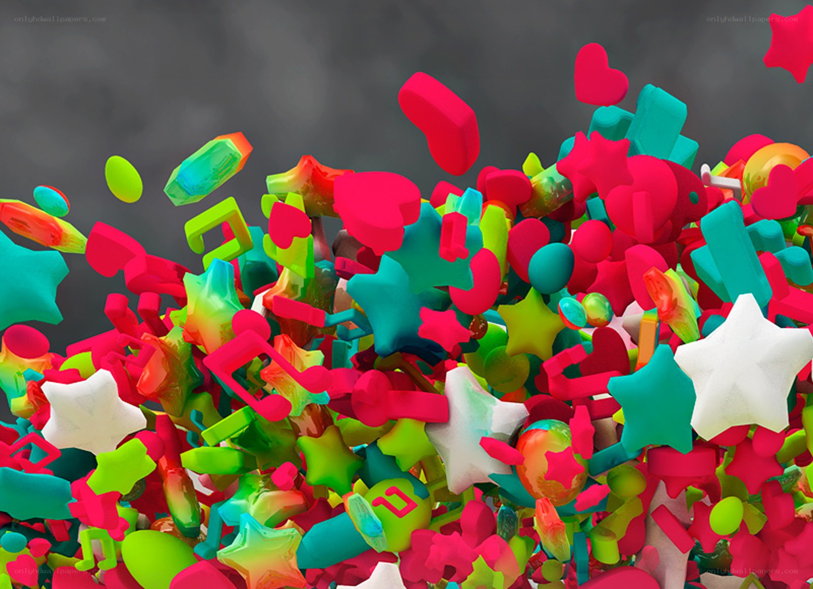 Colorful 3D shapes explosion