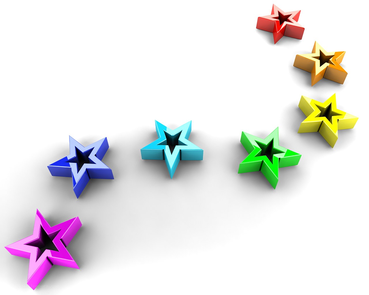 Colorful 3D stars on white