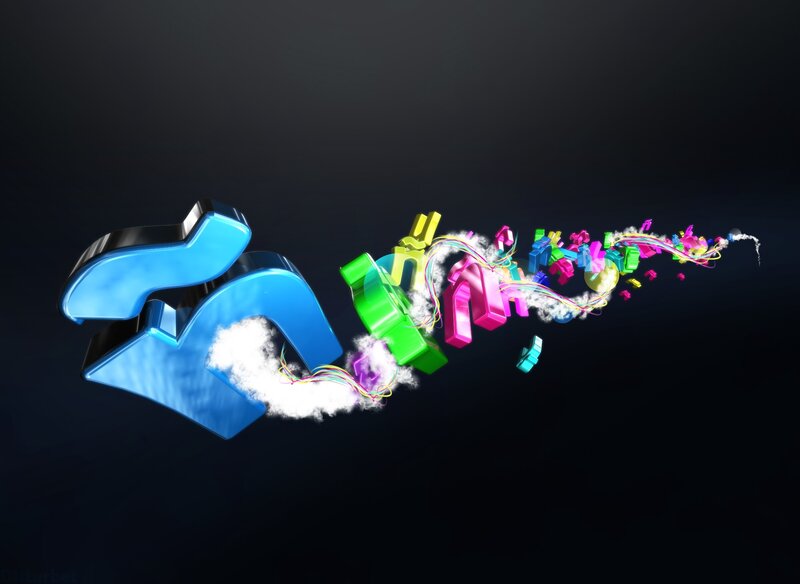 Colorful 3D text explosion