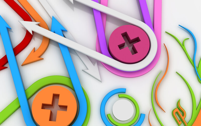 Colorful abstract arrows and symbols